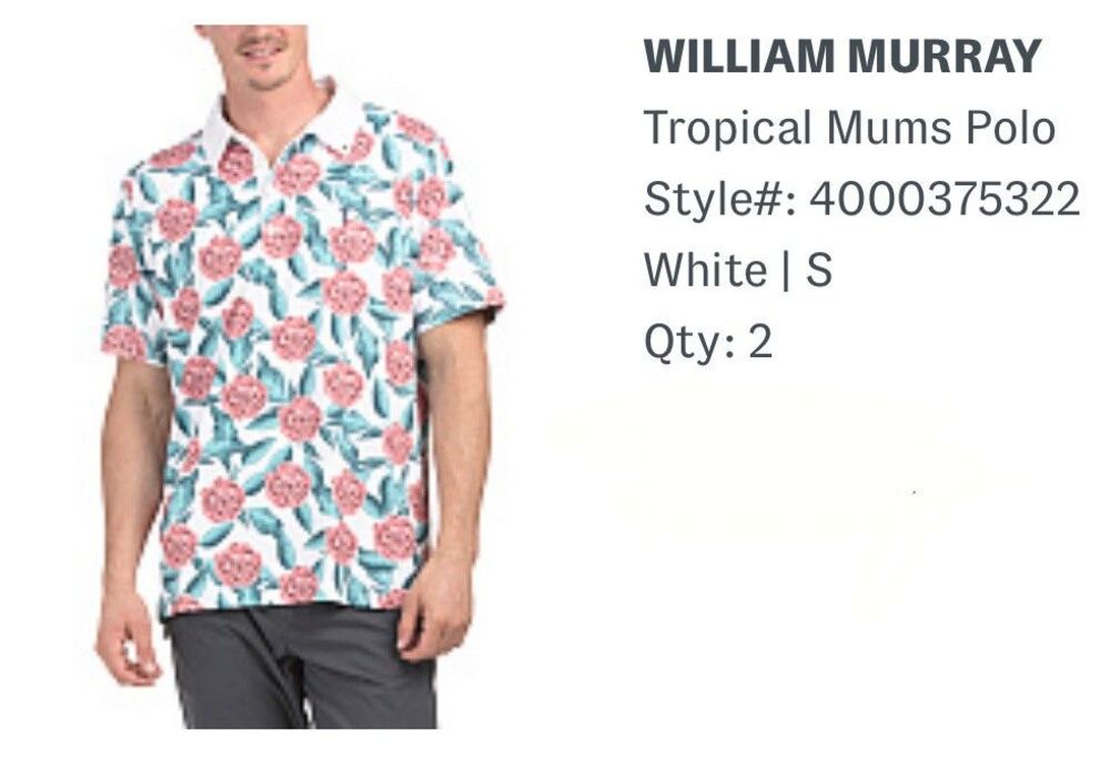 NWT William Murray Polo Men’s Small White Performance Tropical Mums